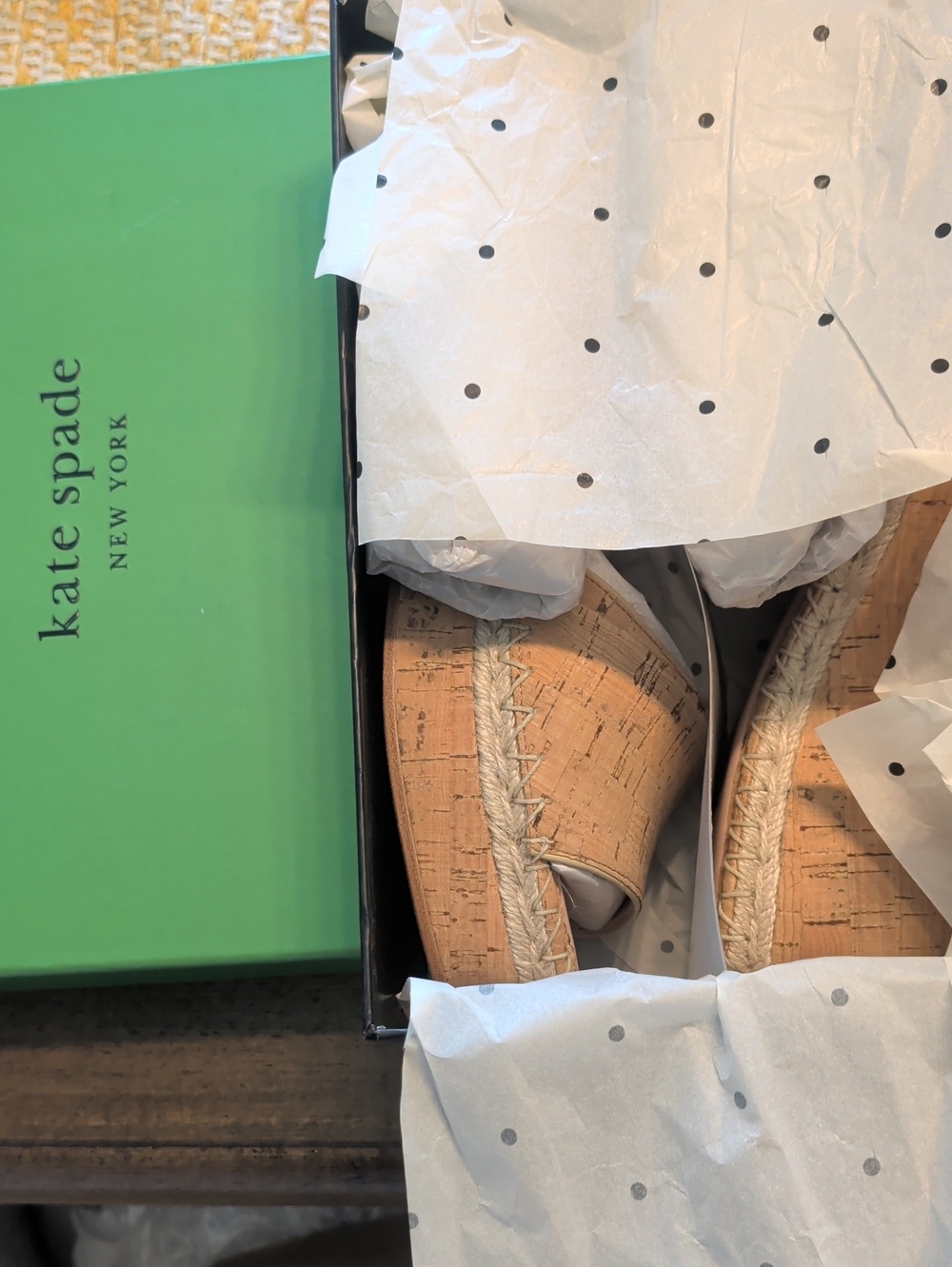 kate spade Neutral Cork Wedge Espadrille Sandals